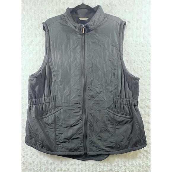 Bit & Bridle Jackets & Blazers - Bit & Bridle Womens Quilted Puffer Vest Black Fleece Lined Full Zip Equestrian L